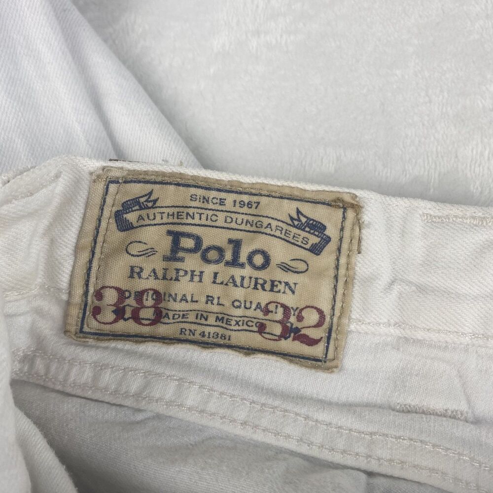 Polo Ralph Lauren Jeans 38x32 Mens White Straight Leg Pockets Casual - Picture 14 of 16